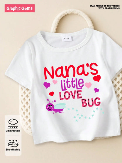 Baby Girl Fashionable Letter Print Short Sleeve T-Shirt Tee, Summer