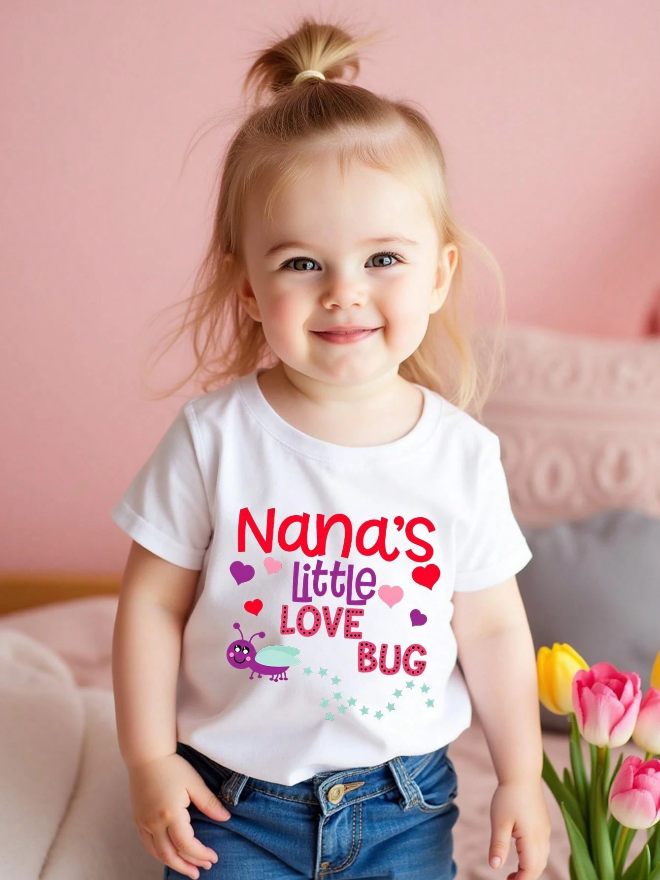 Baby Girl Fashionable Letter Print Short Sleeve T-Shirt Tee, Summer