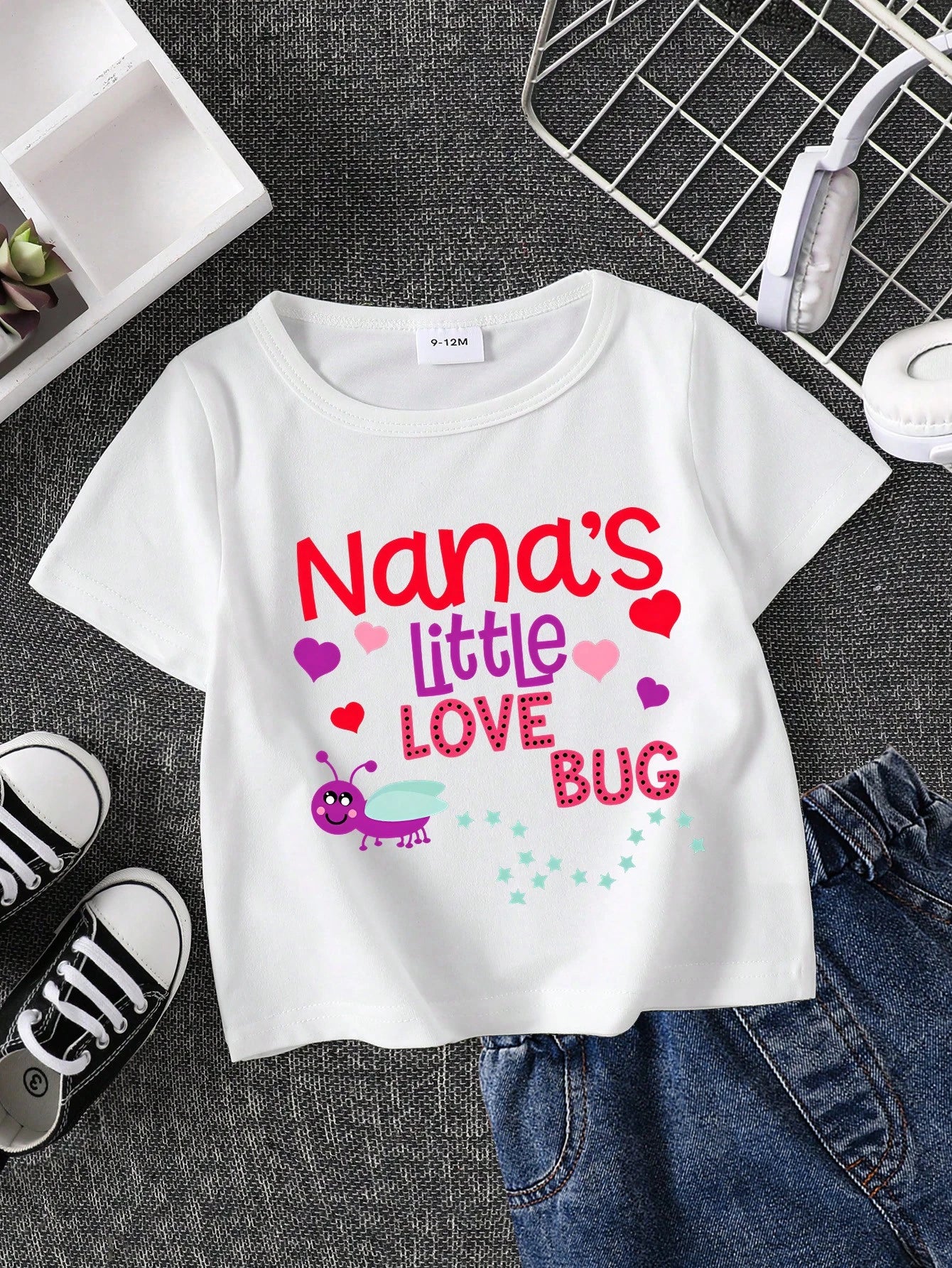 Baby Girl Fashionable Letter Print Short Sleeve T-Shirt Tee, Summer