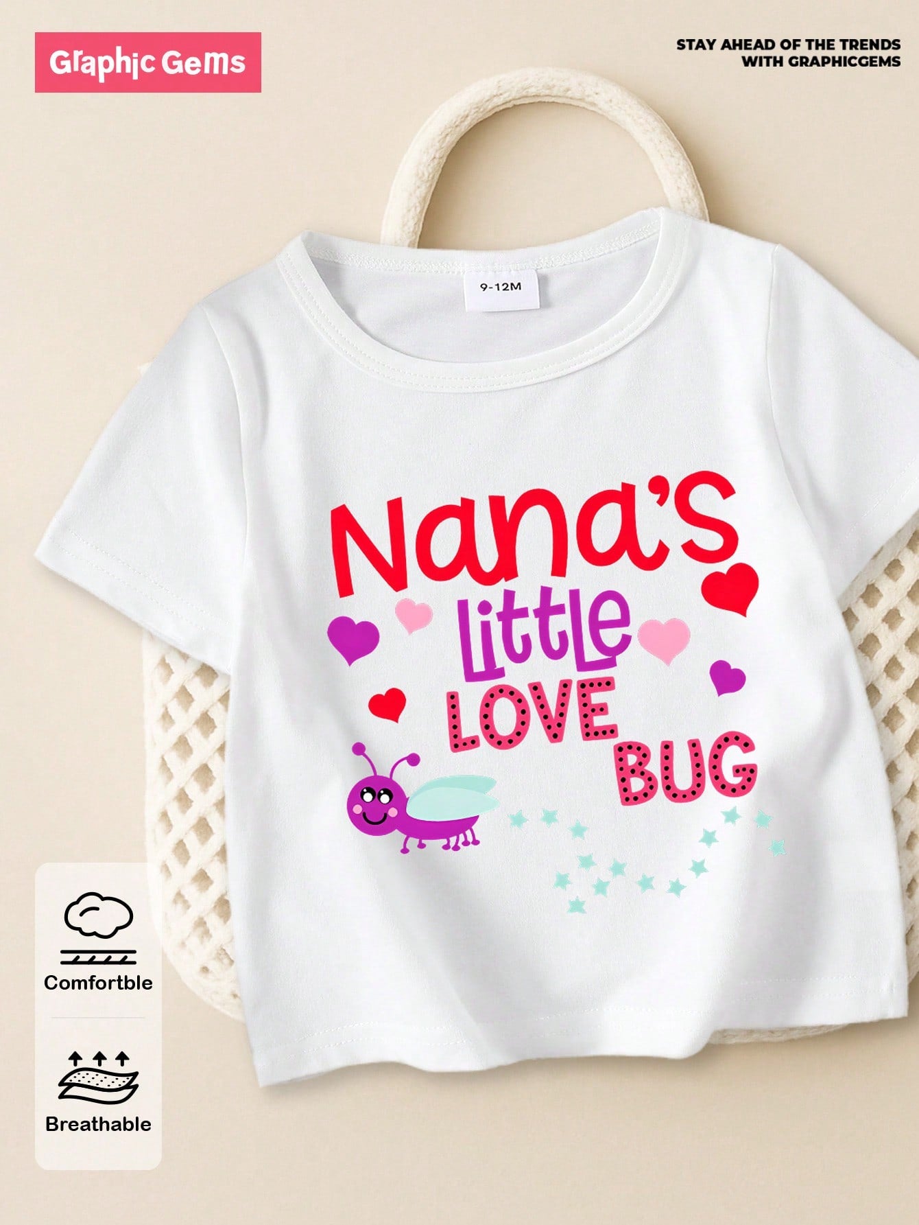 Baby Girl Fashionable Letter Print Short Sleeve T-Shirt Tee, Summer