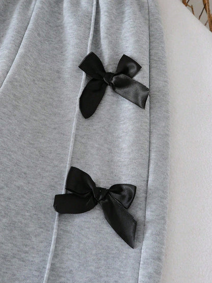 Baby Girl Letter Print Crew Neck Sweatshirt And Butterfly Decor Pants Set