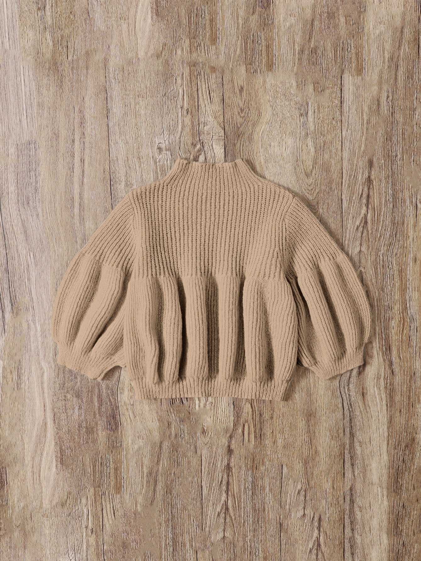 Baby Girl Mock Neck Lantern Sleeve Sweater