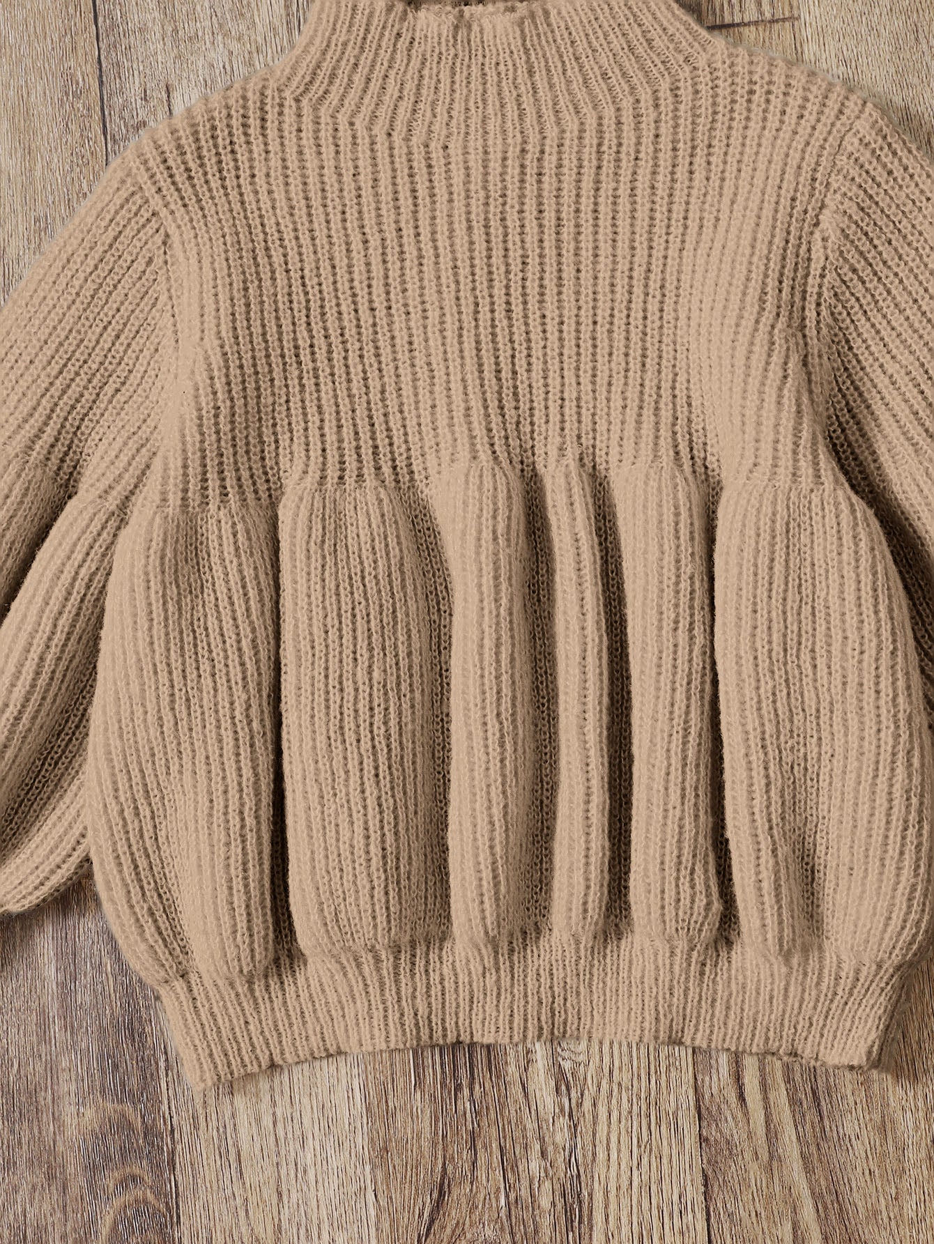 Baby Girl Mock Neck Lantern Sleeve Sweater