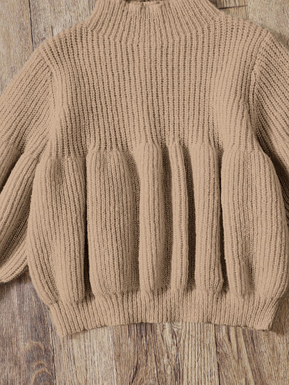 Baby Girl Mock Neck Lantern Sleeve Sweater