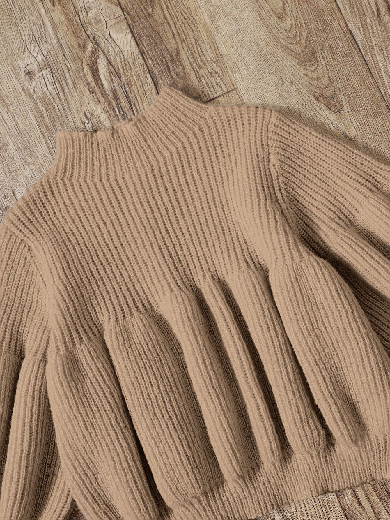 Baby Girl Mock Neck Lantern Sleeve Sweater