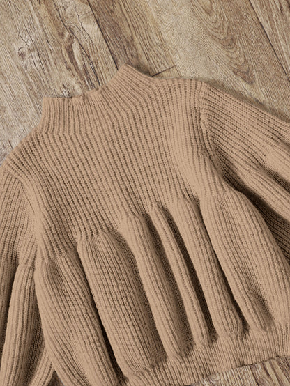 Baby Girl Mock Neck Lantern Sleeve Sweater
