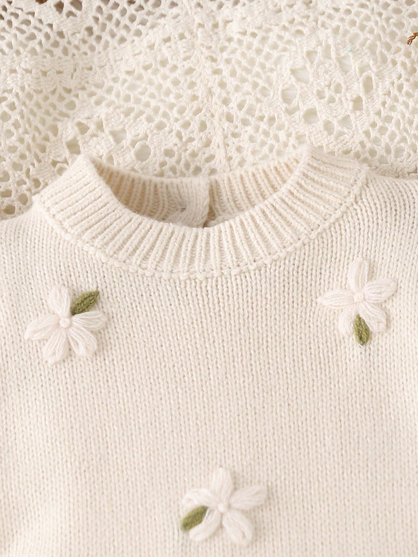 Baby Girls Sweater Onesies, Infant Toddler Pullover Round Neck Knitted Long Sleeve Sweater Romper With Socks And Footies, Comfortable For Autumn/Winter, Ruffle Cuffs, Cute Playful Stylish Fashio