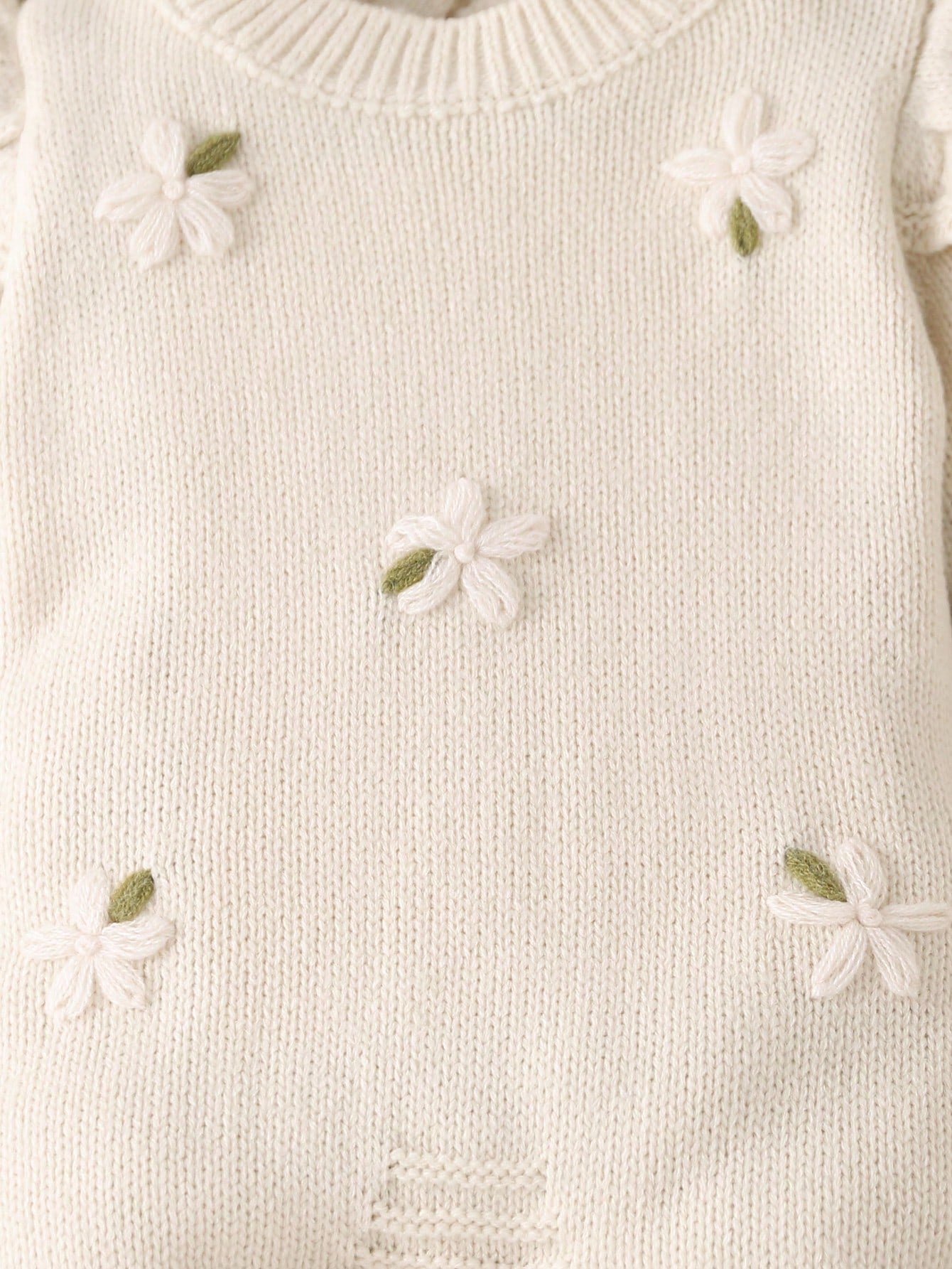 Baby Girls Sweater Onesies, Infant Toddler Pullover Round Neck Knitted Long Sleeve Sweater Romper With Socks And Footies, Comfortable For Autumn/Winter, Ruffle Cuffs, Cute Playful Stylish Fashio
