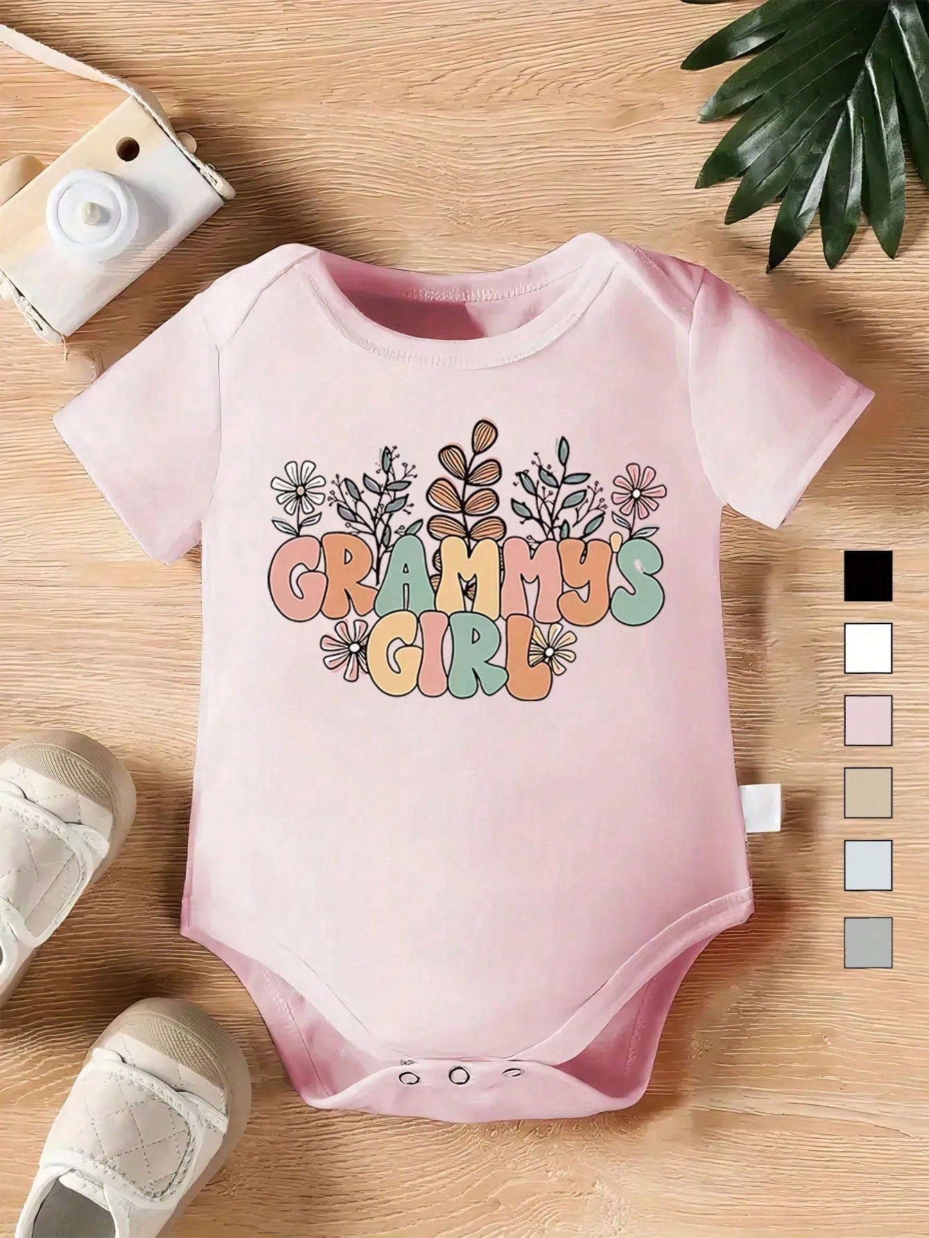 Baby "Grandma's Girl" Print Casual Short-Sleeved Triangle One-Piece Dress, Suitable For Toddler And Baby Girls For Outdoor Play In Summer
