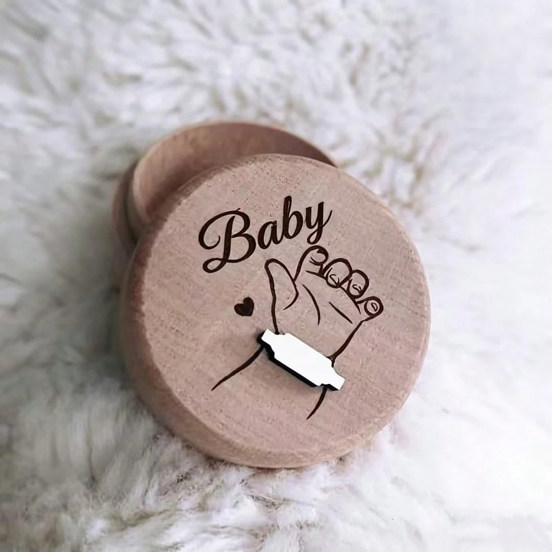 Baby Hospital Bracelet Keepsake Box Wooden Baby Birth Commemorative Bracelet Box, Christening Gift Or Champagne Color Suitable For Baby Shower Party And Christening, Baby Announcement, Baby Essentials