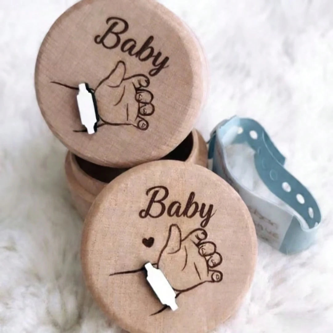 Baby Hospital Bracelet Keepsake Box Wooden Baby Birth Commemorative Bracelet Box, Christening Gift Or Champagne Color Suitable For Baby Shower Party And Christening, Baby Announcement, Baby Essentials