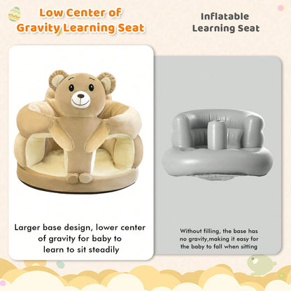 Baby Seat For 3-12 Months-Infant Sitting Support Chair With Cute Bear & Elephant Design, Soft Baby Sofa Floor Seat For Learning To Sit