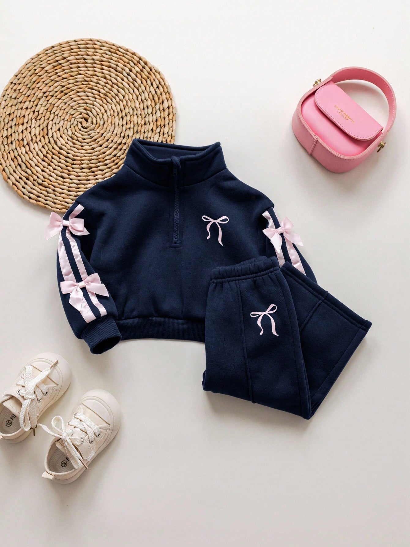 Babygirl Cute Versatile Gray Bow Collar Sweatshirt Set, Autumn/Winter Autumn And Winter Two Pieces Suit Baby Girl Winter Clothes Baby Girls Sets Baby Girl Tracksuit Girls Two Pieces Set Two Piec
