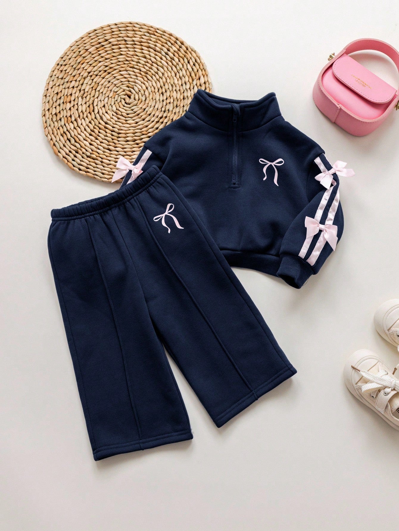 Babygirl Cute Versatile Gray Bow Collar Sweatshirt Set, Autumn/Winter Autumn And Winter Two Pieces Suit Baby Girl Winter Clothes Baby Girls Sets Baby Girl Tracksuit Girls Two Pieces Set Two Piec