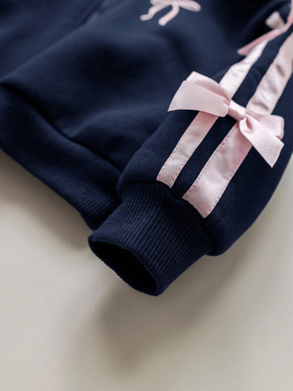 Babygirl Cute Versatile Gray Bow Collar Sweatshirt Set, Autumn/Winter Autumn And Winter Two Pieces Suit Baby Girl Winter Clothes Baby Girls Sets Baby Girl Tracksuit Girls Two Pieces Set Two Piec