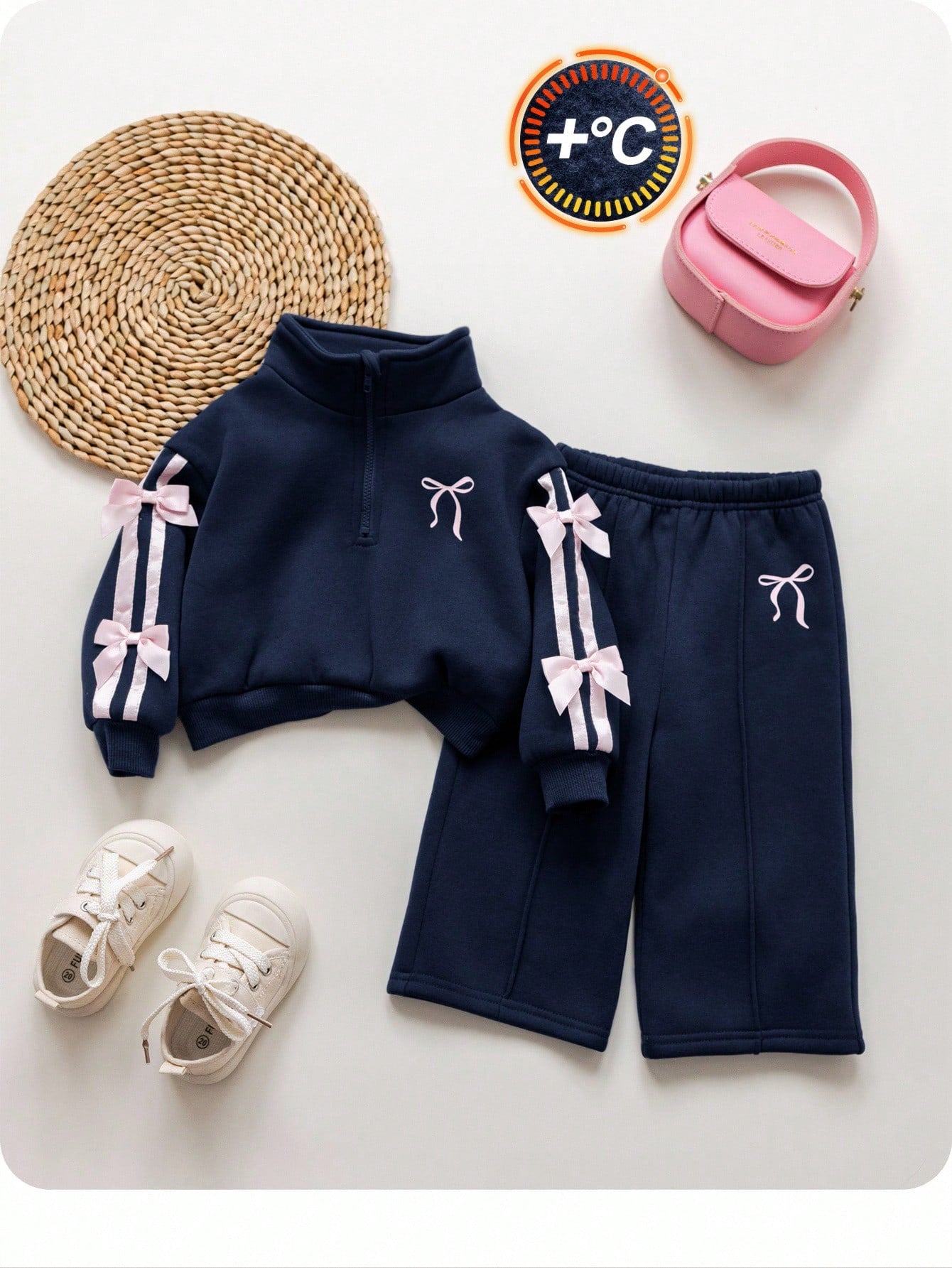 Babygirl Cute Versatile Gray Bow Collar Sweatshirt Set, Autumn/Winter Autumn And Winter Two Pieces Suit Baby Girl Winter Clothes Baby Girls Sets Baby Girl Tracksuit Girls Two Pieces Set Two Piec