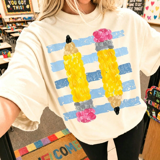 Back To School Teacher Shirt Retro Pencil Graphic Tee Cute Alphabet Classroom Top Kindergarten Teacher Gift Prek Preschool Educator Clothes