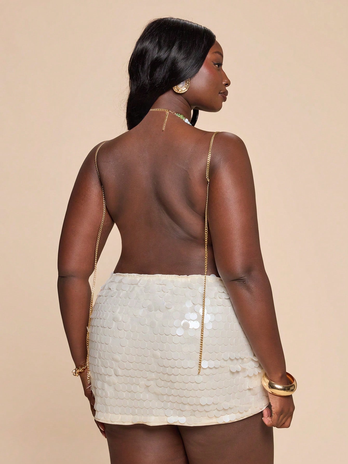BAE Plus Size Sexy Olive Green Beaded Crystal Embellished Sheer Cropped Halter Top, Suitable For Beach, Bali Holiday, Party, Sexy Top Halloween Summer