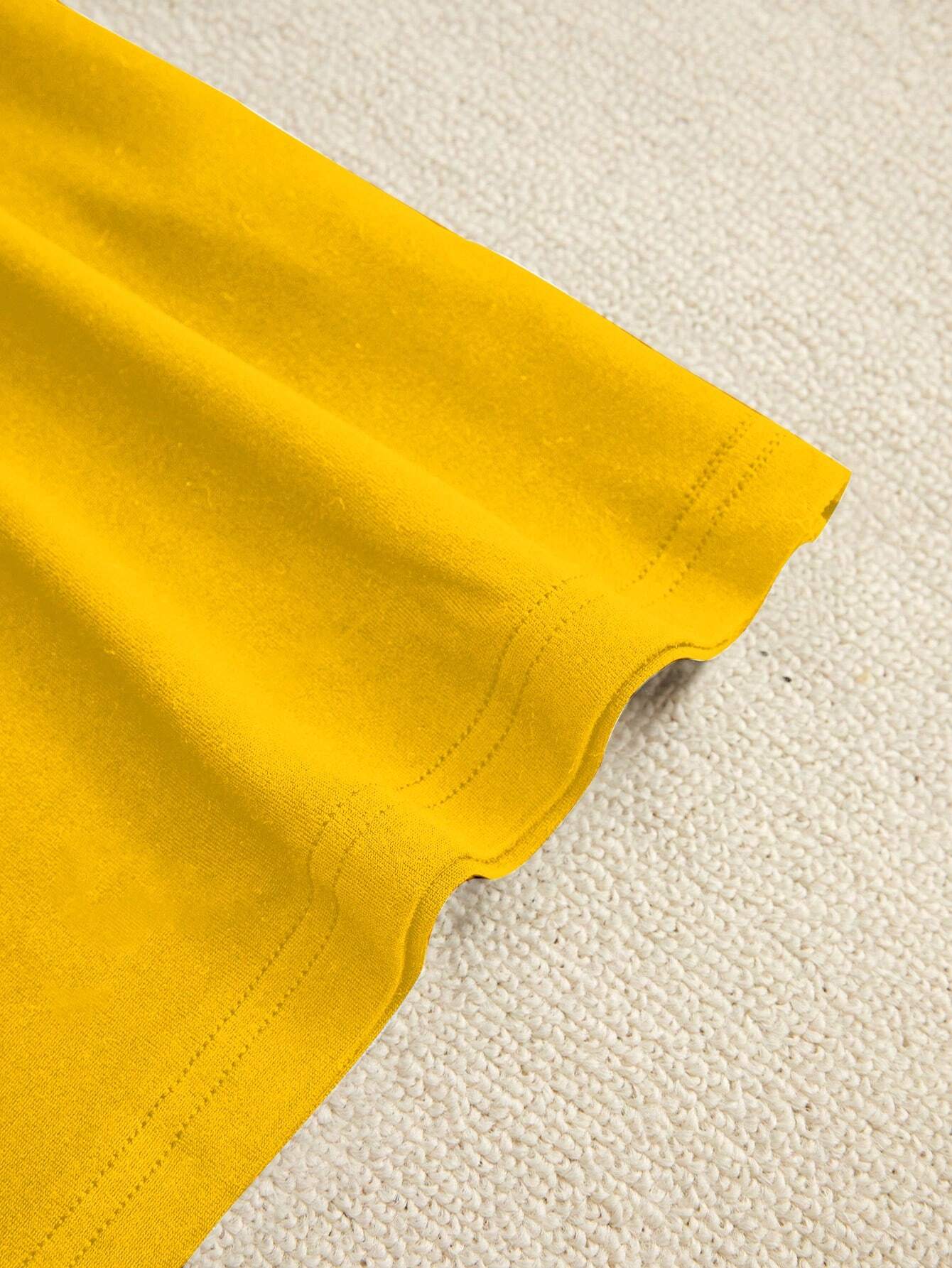 BamGleam Women's Casual Yellow Knitted Round Neck Short Sleeve Regular T-Shirt