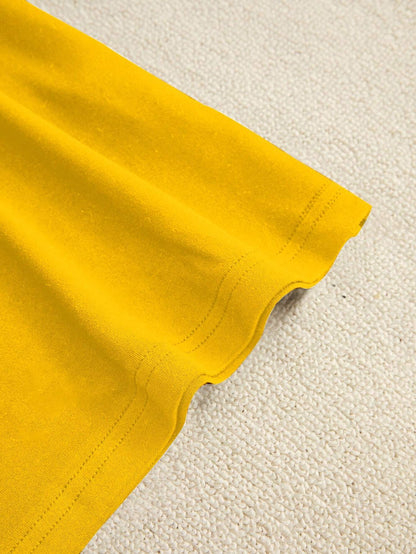 BamGleam Women's Casual Yellow Knitted Round Neck Short Sleeve Regular T-Shirt