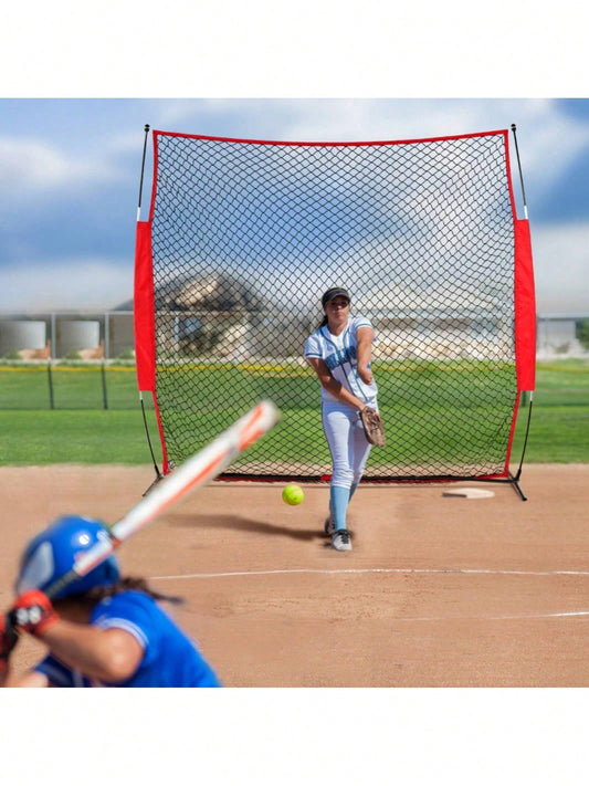 Barricade Backstop Net, 7x7 Ft Ball Sports Barrier Netting, Portable Practice Equipment With Carry Bag, Protection Screen For Baseball Softball Lacrosse Soccer Hockey Training, For Backyard
