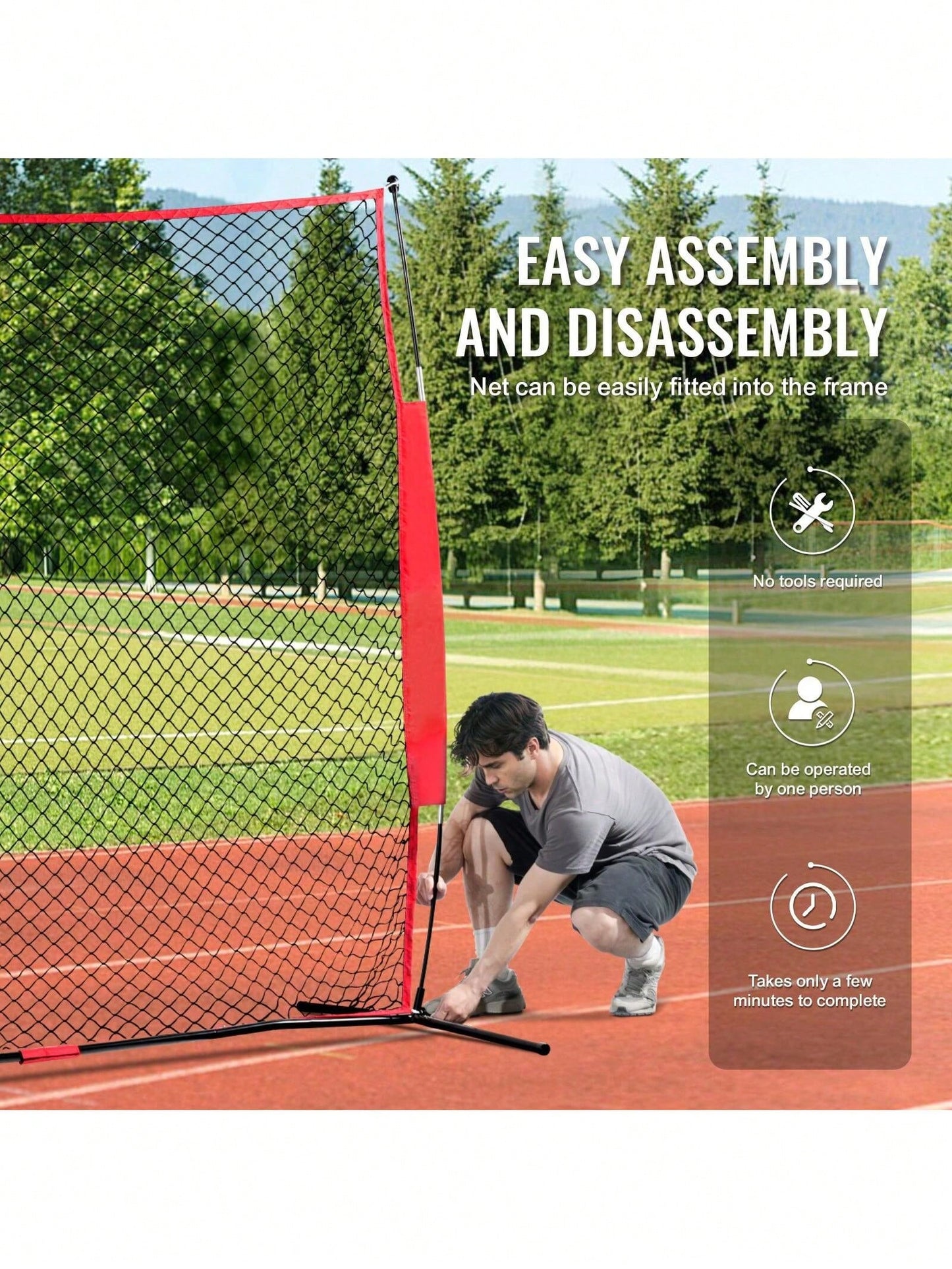 Barricade Backstop Net, 7x7 Ft Ball Sports Barrier Netting, Portable Practice Equipment With Carry Bag, Protection Screen For Baseball Softball Lacrosse Soccer Hockey Training, For Backyard