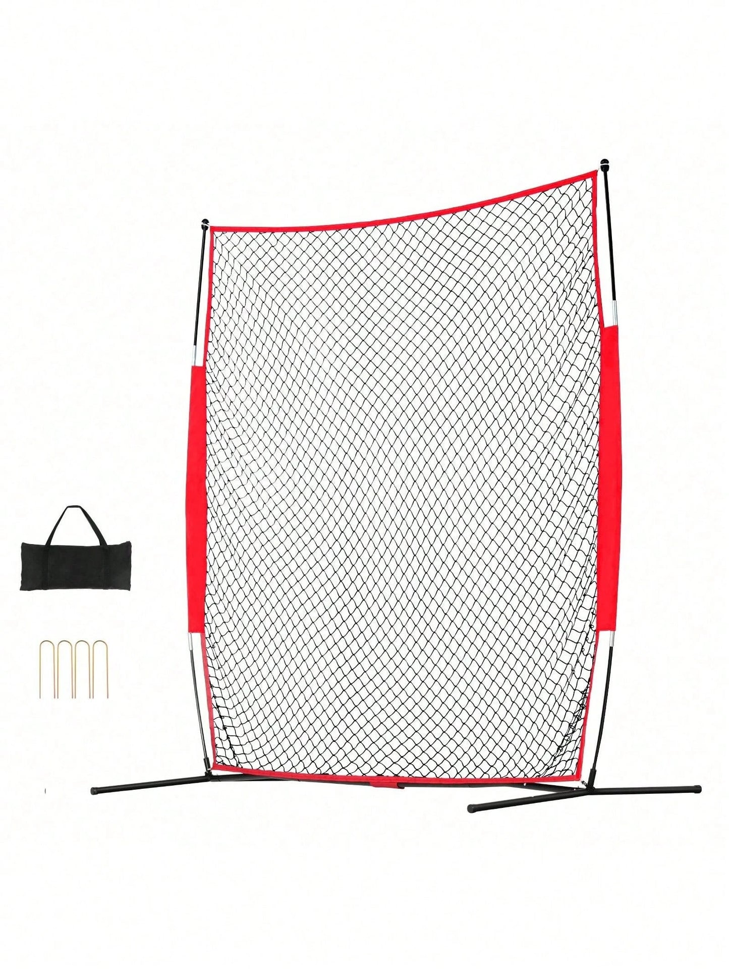 Barricade Backstop Net, 7x7 Ft Ball Sports Barrier Netting, Portable Practice Equipment With Carry Bag, Protection Screen For Baseball Softball Lacrosse Soccer Hockey Training, For Backyard