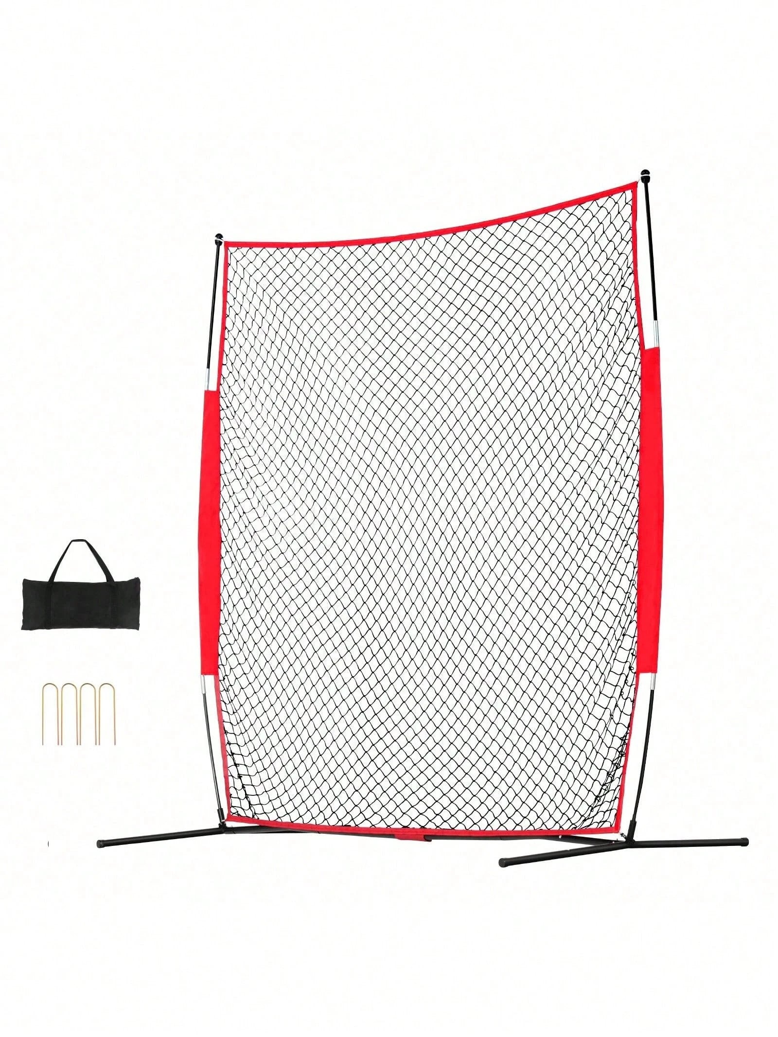 Barricade Backstop Net, 7x7 Ft Ball Sports Barrier Netting, Portable Practice Equipment With Carry Bag, Protection Screen For Baseball Softball Lacrosse Soccer Hockey Training, For Backyard