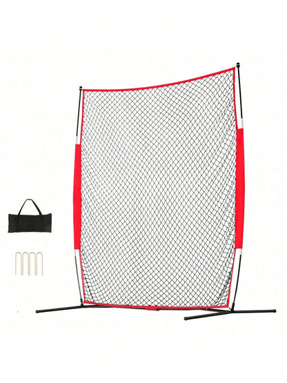 Barricade Backstop Net, 7x7 Ft Ball Sports Barrier Netting, Portable Practice Equipment With Carry Bag, Protection Screen For Baseball Softball Lacrosse Soccer Hockey Training, For Backyard