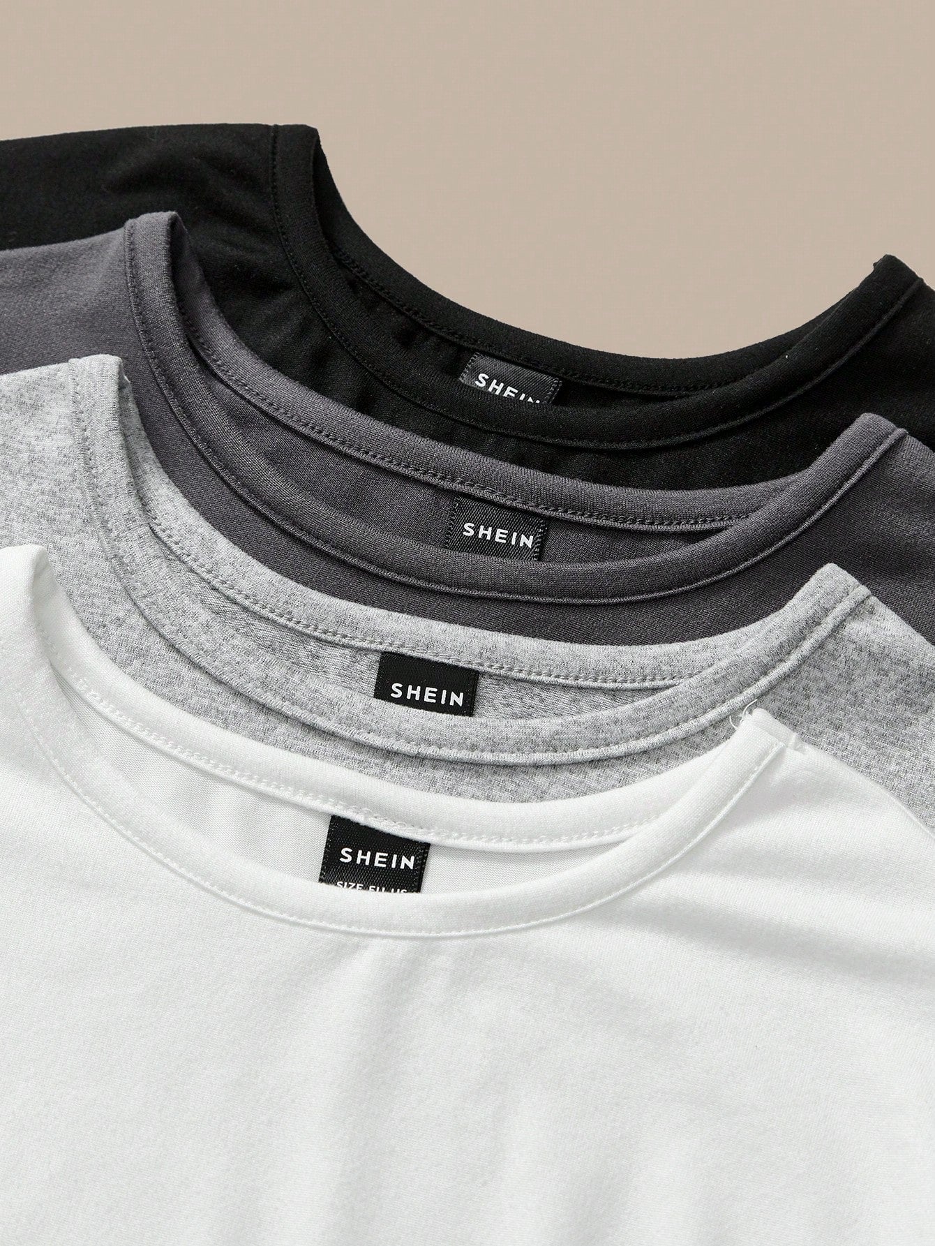 BASICS 4pcs/Set Women Casual Solid Color Knit Round Neck Short Sleeve Fitted Cropped T-Shirts Summer Tops