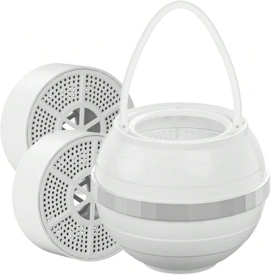 Bath Filter With 2 Replacement Cartridges, 10-Stage Shower Filter For Removing Chlorine, Improves Water Quality For Healthier Skin And Hair (White)