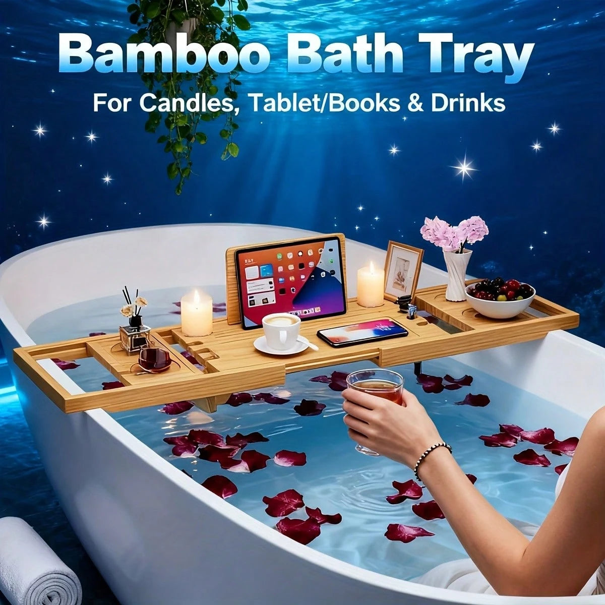 Bathtub Tray,Bath Tray For Tub,Bath Tub Tray Wood,Bath Caddy Tray For Bathtub,Bathtub Trays For Tub, As Gifts For Women Or House Warming Gifts New Home