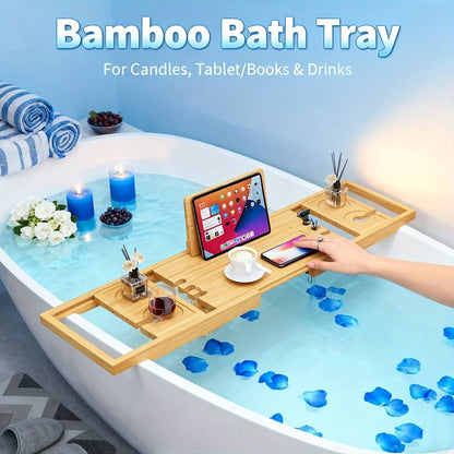 Bathtub Tray,Bath Tray For Tub,Bath Tub Tray Wood,Bath Caddy Tray For Bathtub,Bathtub Trays For Tub, As Gifts For Women Or House Warming Gifts New Home