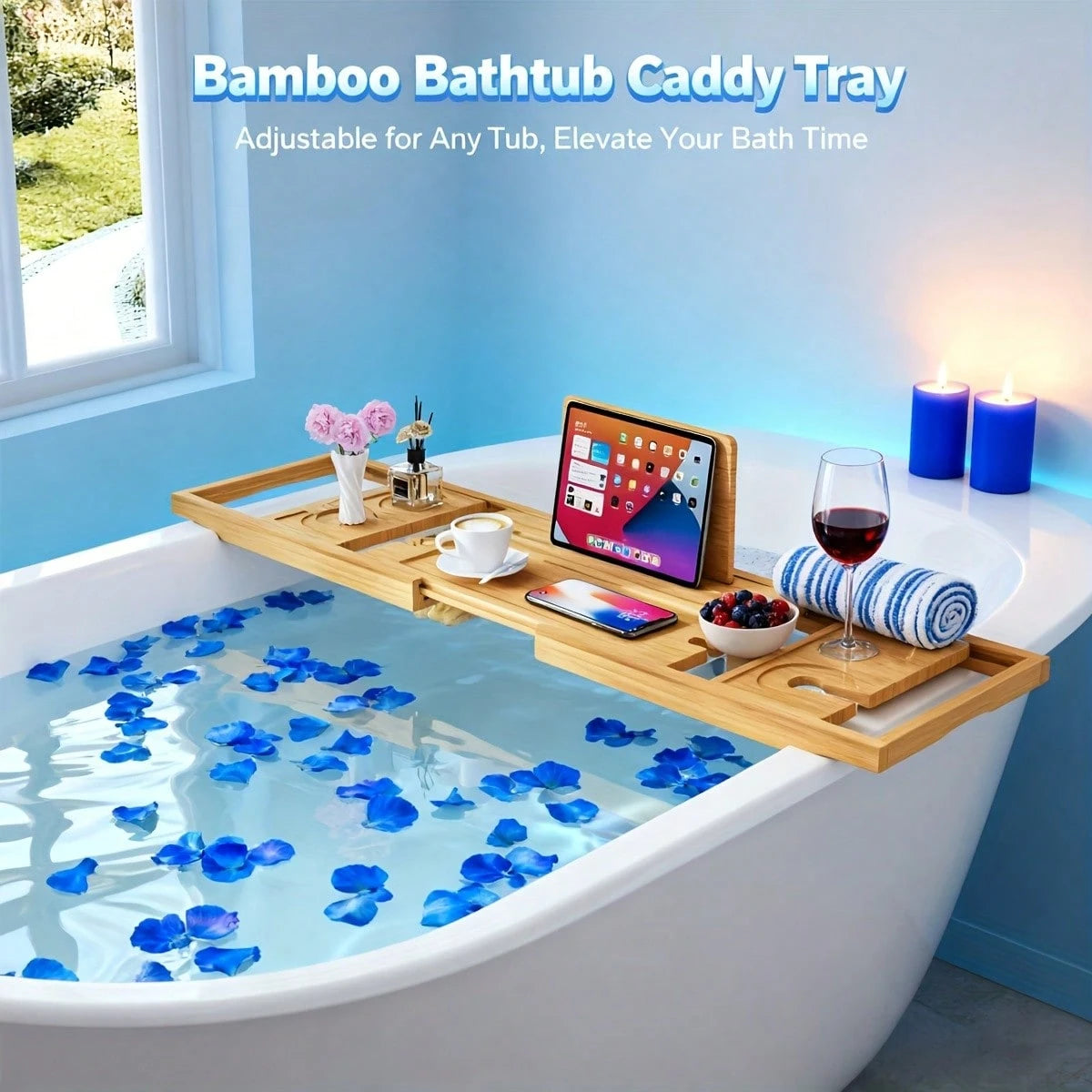 Bathtub Tray,Bath Tray For Tub,Bath Tub Tray Wood,Bath Caddy Tray For Bathtub,Bathtub Trays For Tub, As Gifts For Women Or House Warming Gifts New Home