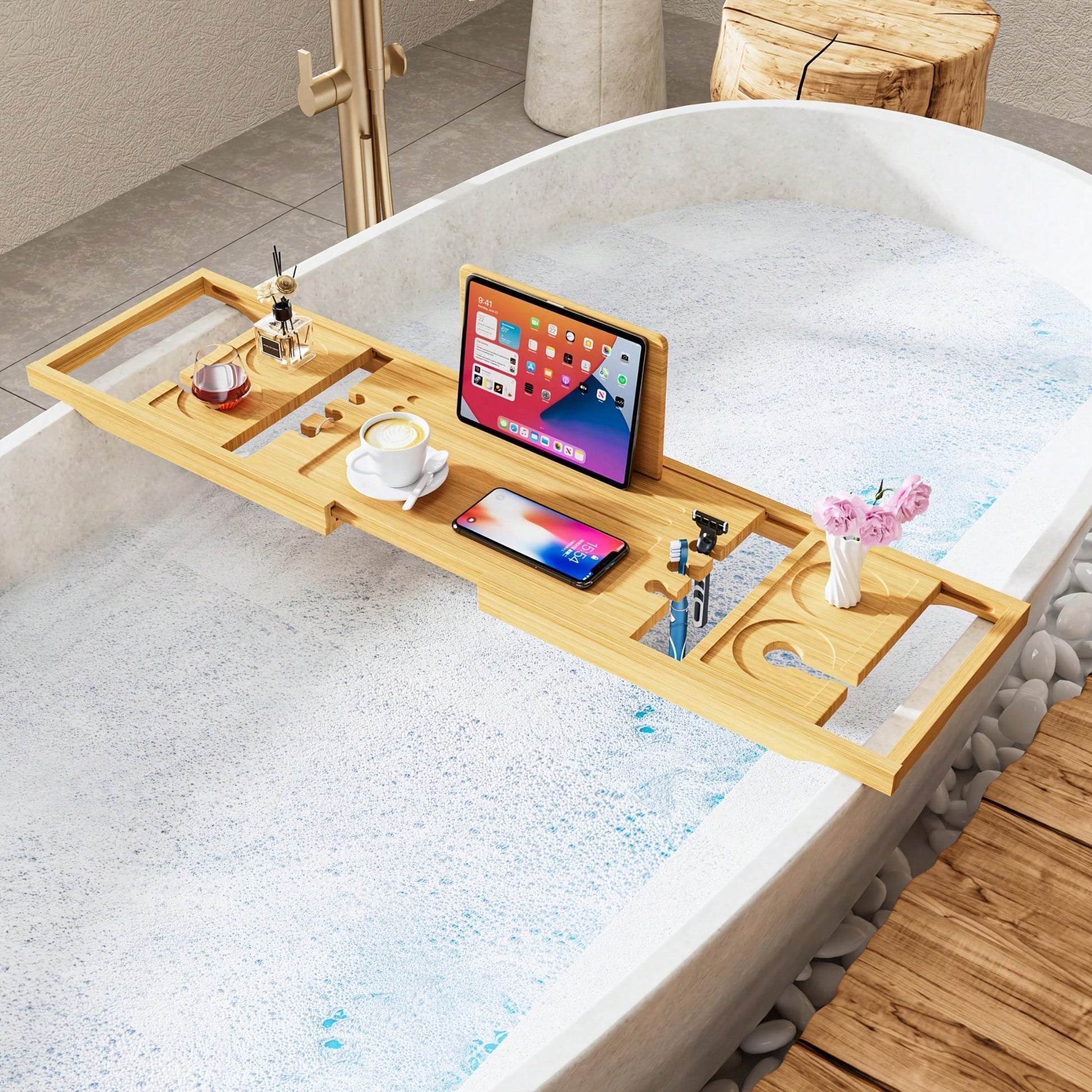 Bathtub Tray,Bath Tray For Tub,Bath Tub Tray Wood,Bath Caddy Tray For Bathtub,Bathtub Trays For Tub, As Gifts For Women Or House Warming Gifts New Home