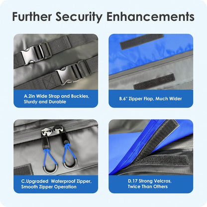 BATSUVCER Car Rooftop Cargo Carrier Bag 15 Cubic Feet, 100% Waterproof Heavy Duty Car Roof Bag For All Vehicle With/Without Racks- Anti-Slip Mat, 4 Door Hooks, Storage Bags, 4PCS 3.8CM Straps(Blue)