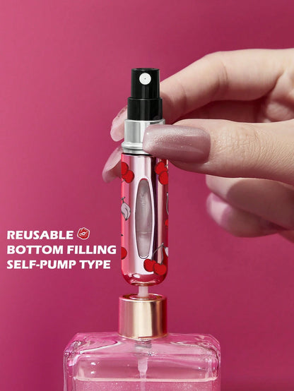 Betty Boop x 5 Ml/0.2 Oz Pink Refillable Perfume Atomizer Spray Bottle With Bottom Filling Self-Pump Type Reusable Fragrance Bottle, Mini Portable Cosmetic Bottle Liquid Filling Bottle,With A Vi