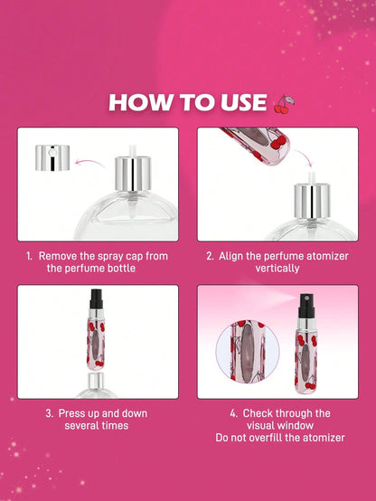Betty Boop x 5 Ml/0.2 Oz Pink Refillable Perfume Atomizer Spray Bottle With Bottom Filling Self-Pump Type Reusable Fragrance Bottle, Mini Portable Cosmetic Bottle Liquid Filling Bottle,With A Vi