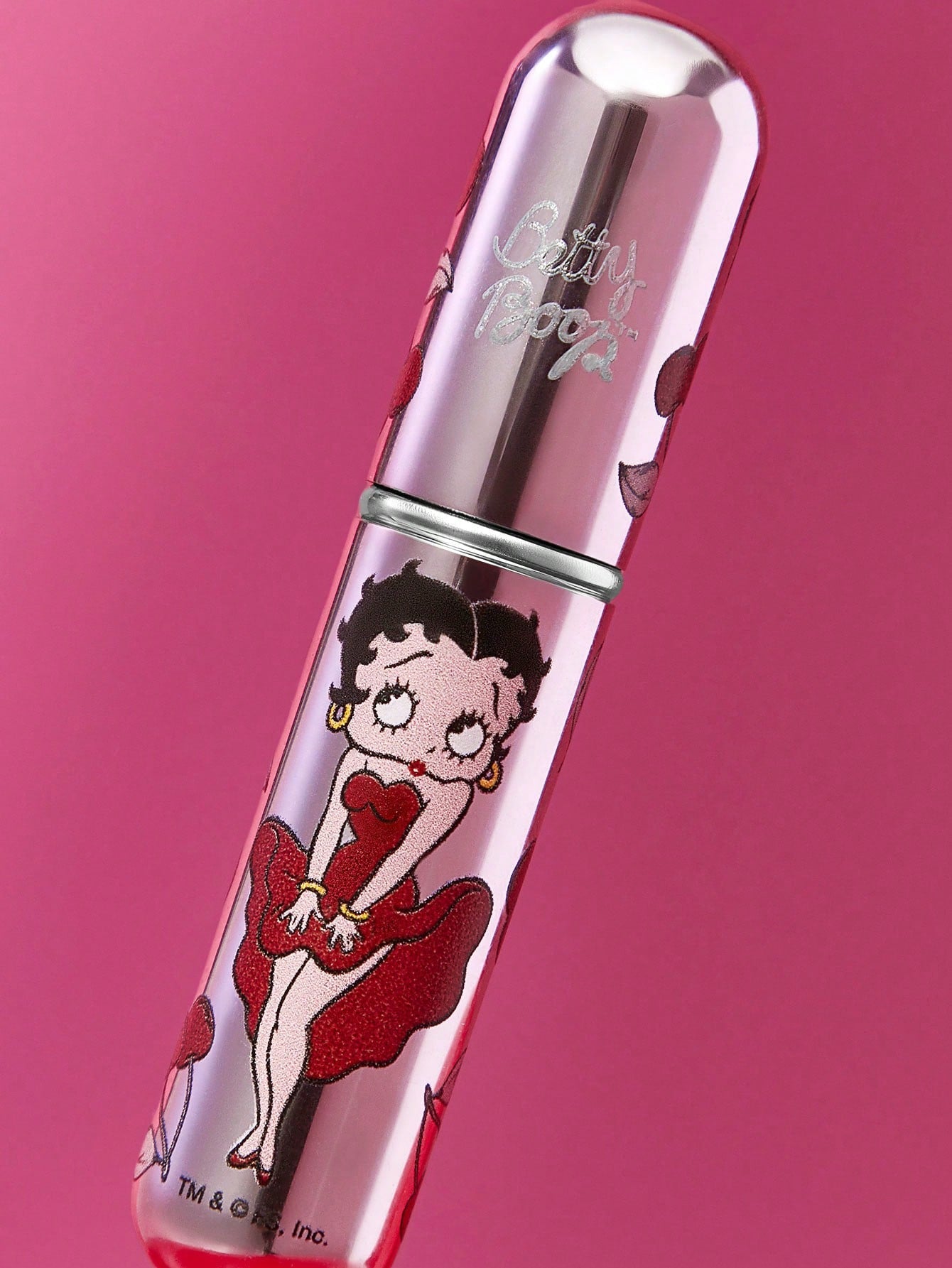 Betty Boop x 5 Ml/0.2 Oz Pink Refillable Perfume Atomizer Spray Bottle With Bottom Filling Self-Pump Type Reusable Fragrance Bottle, Mini Portable Cosmetic Bottle Liquid Filling Bottle,With A Vi