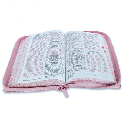Biblia Quinceañera Con Cierre Compacta 11 Puntos RV1960 Imit Piel Blanco Floral Con índice