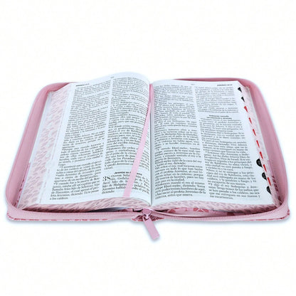 Biblia Quinceañera Con Cierre Compacta 11 Puntos RV1960 Imit Piel Blanco Floral Con índice