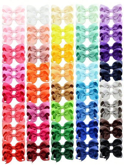 bilicaca 2/10/20/30/40/60pcs Random Color Cute Hair Clips, Satin Ribbon Bow Hair Clips, Hair Accessories Suitable For Girls, Toddlers, Children Daily Wear