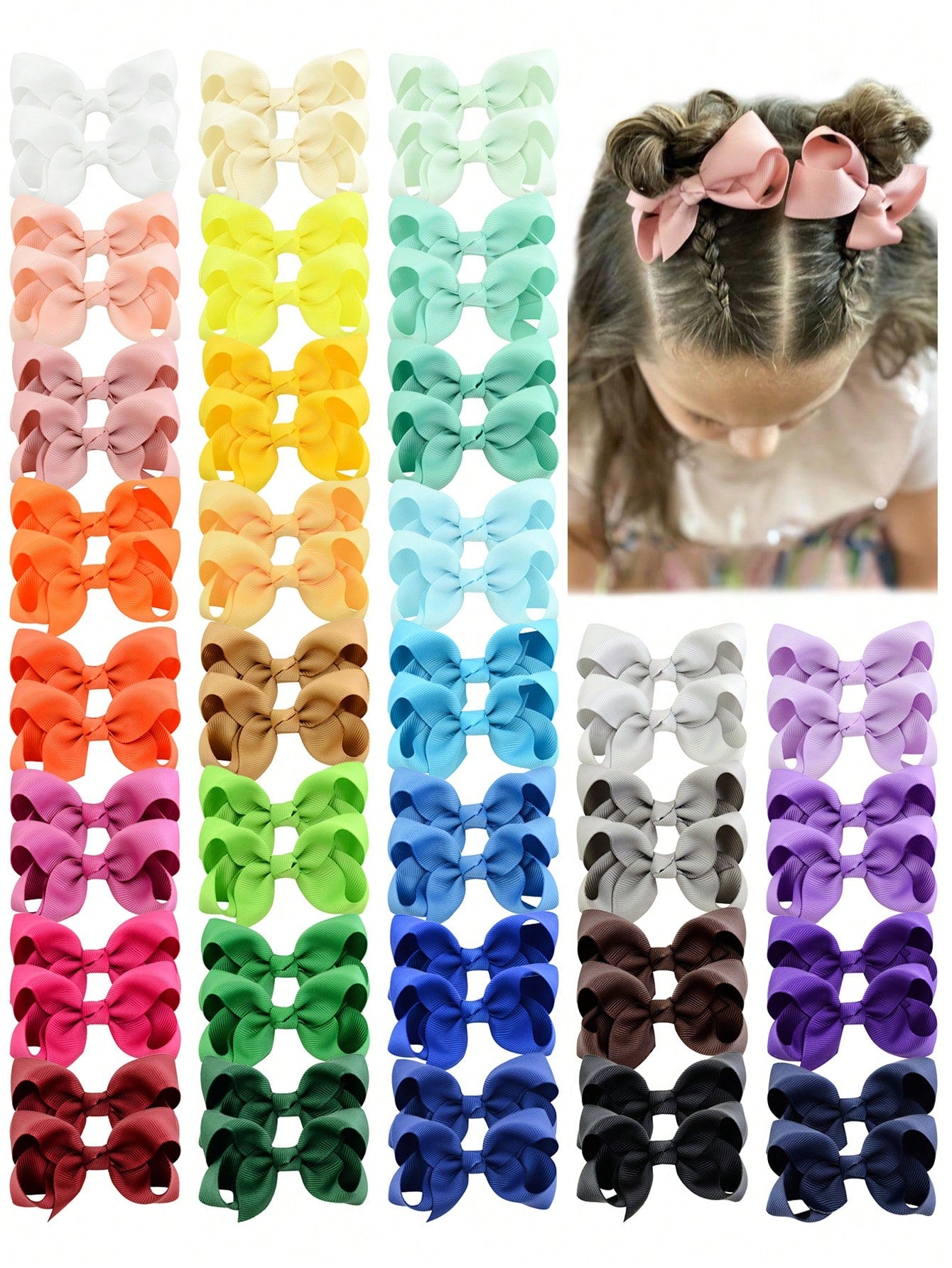 bilicaca 2/10/20/30/40/60pcs Random Color Cute Hair Clips, Satin Ribbon Bow Hair Clips, Hair Accessories Suitable For Girls, Toddlers, Children Daily Wear