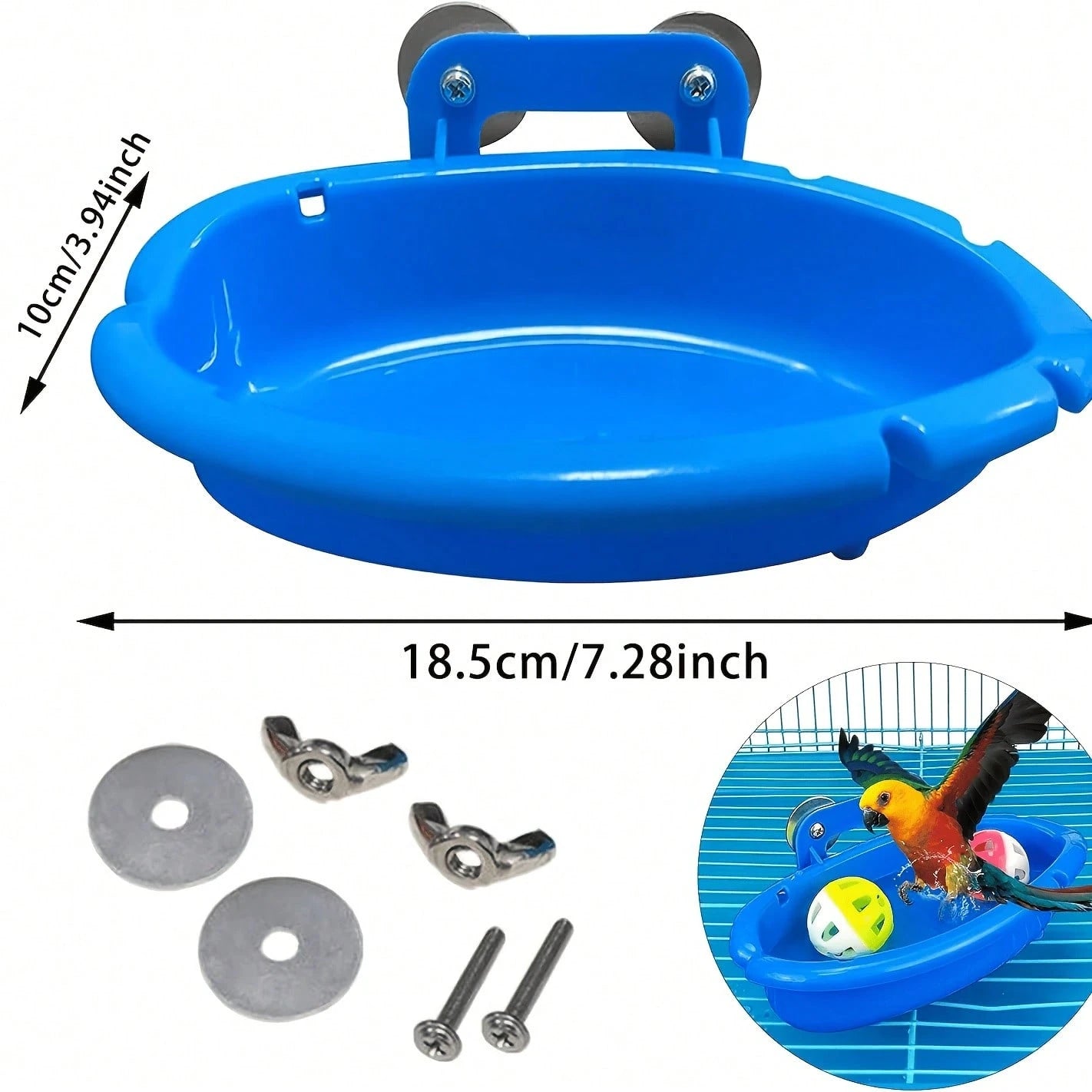Bird Bath Cage With Randomly Colored Balls, Feeding Bowl, Bird Bath Basin, Basin, Hanging Bird Bath, Toy, Shower, Parrot, Cockatiel, Shower Box, Food Feeder, Tray, Bird Cage Accessories