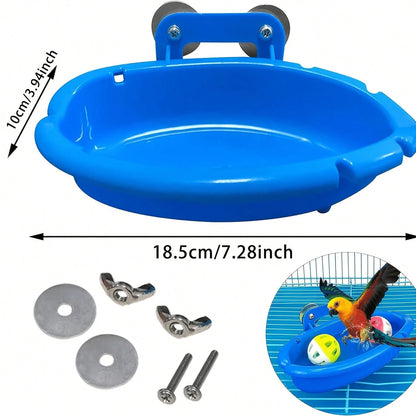Bird Bath Cage With Randomly Colored Balls, Feeding Bowl, Bird Bath Basin, Basin, Hanging Bird Bath, Toy, Shower, Parrot, Cockatiel, Shower Box, Food Feeder, Tray, Bird Cage Accessories