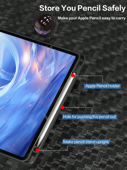 Black 3-Fold Silicone Folding Tablet Protective Case, Ultra-Thin Stand Shockproof Anti-Drop Pencil Holder, Compatible With IPad Mini 4/5/6 (9.7/10.2/10.5 Inch), Air 4/5/6 (10th Gen, 10.9 Inch), Pro 11