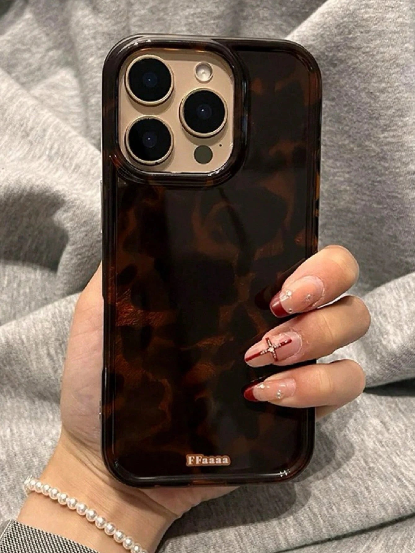 Black Amber Tortoiseshell Fashion Phone Case Vintage Brown Foil Texture Compatible With IPhone 16 Pro Max, Apple 15, Soft Cover For 14 New, 12 Pro, 13 Pro Max, Anti-Fall Protective Cover For Women, Wa