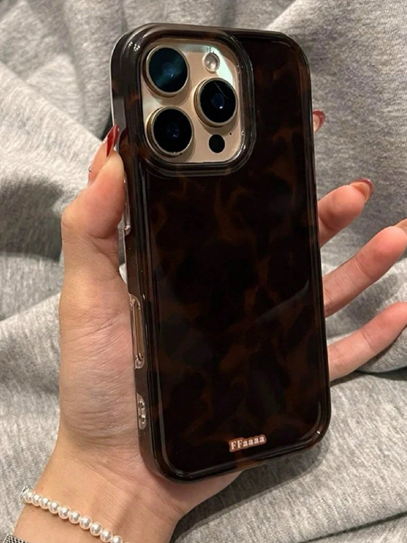 Black Amber Tortoiseshell Fashion Phone Case Vintage Brown Foil Texture Compatible With IPhone 16 Pro Max, Apple 15, Soft Cover For 14 New, 12 Pro, 13 Pro Max, Anti-Fall Protective Cover For Women, Wa