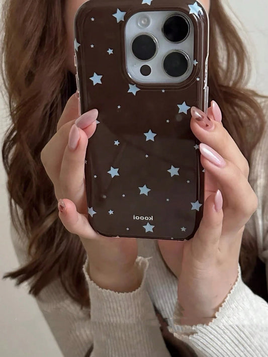 Black Blue Star Pattern Fashion Phone Case Tortoiseshell Texture Compatible With IPhone 16 Pro Max Apple 15 Soft Case For 14 New 12 Pro 13 Pro Max Anti-Fall Protective Cover Birthday Anniversary Gift