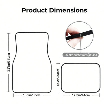 Black Cow Pattern Car Floor Mats, Universal Rubber Car Mats, Black Car Decoration, Complete Set Of 4 Car Floor Mats For Cars,, SUVs, And Trucks